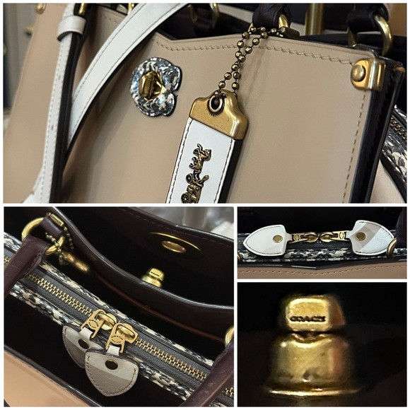 COACH 1941 Mason Carryall Colorblock Satchel in Beechwood w/Snakeskin Detail - Picture 12 of 16